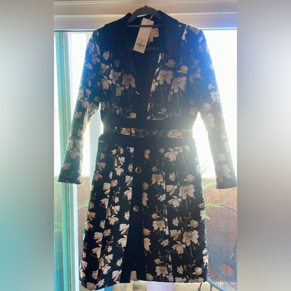 ETCETERA***Floral Black and White Women's cherry blossom winter coat/dress